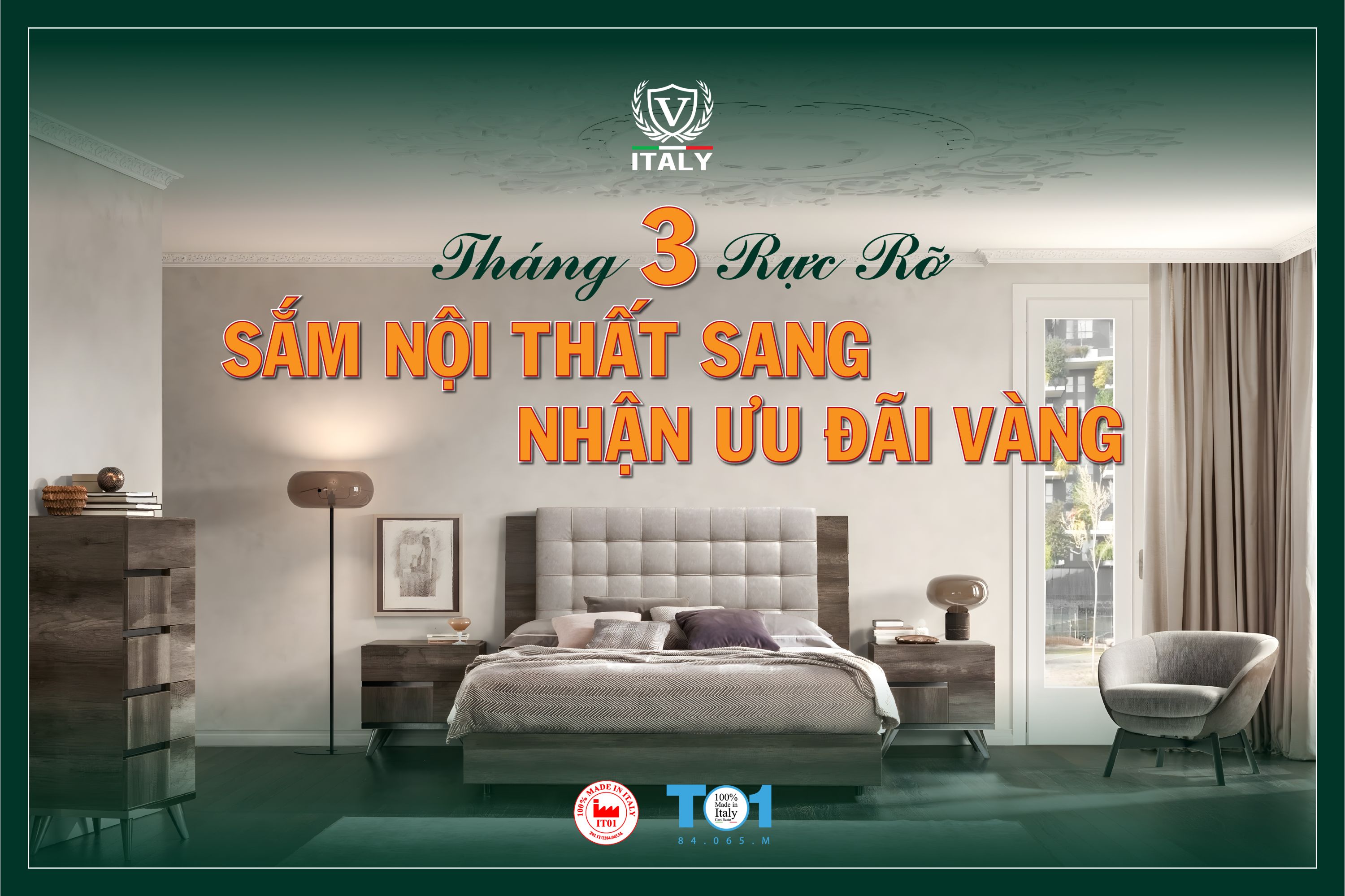 ƯU ĐÃI THÁNG 3: SẮM NỘI THẤT SANG, NHẬN ƯU ĐÃI VÀNG TẠI V-ITALY